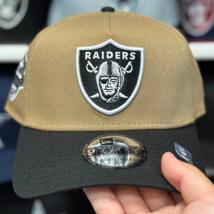 New Era Las Vegas Raiders '60th Anniversary' A-Frame Tan/Black 9FORTY Snapback - Product Image