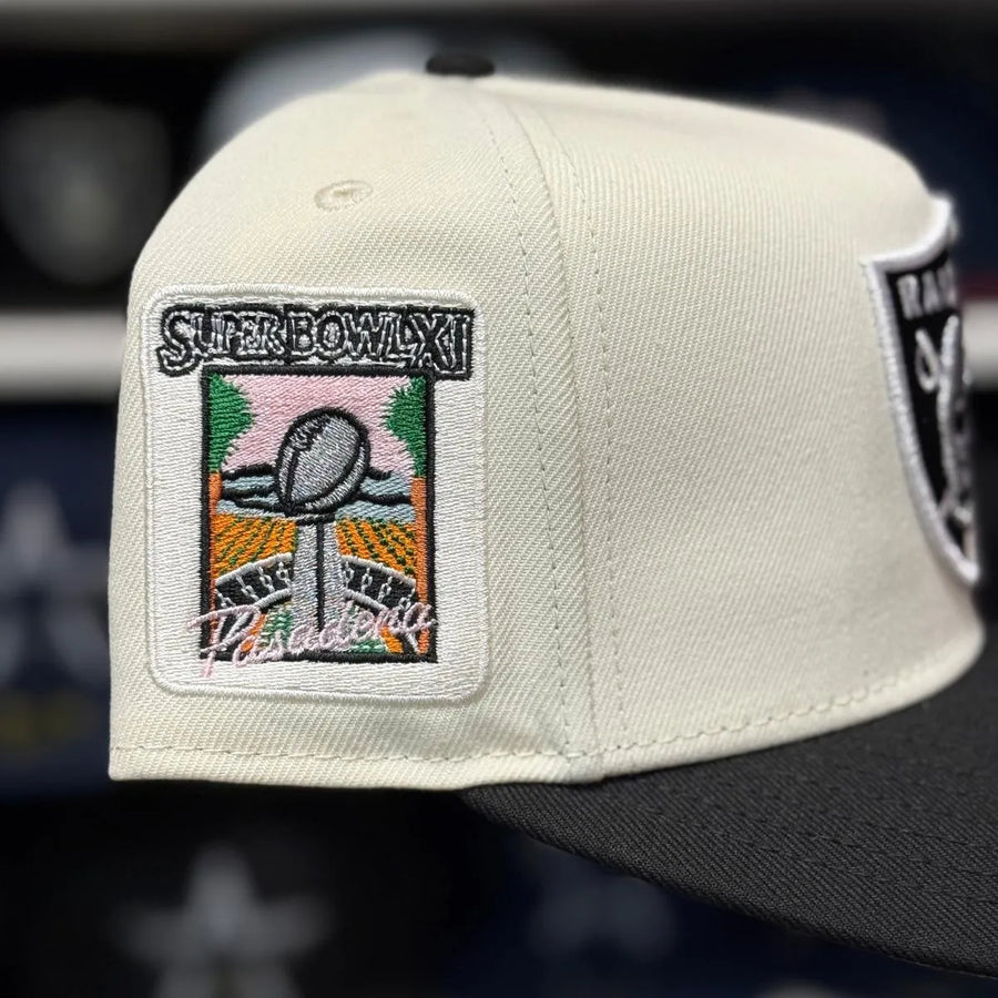 New Era Las Vegas Raiders 'Super Bowl XI' A-Frame Creme/Black 9FORTY Snapback - Product Image