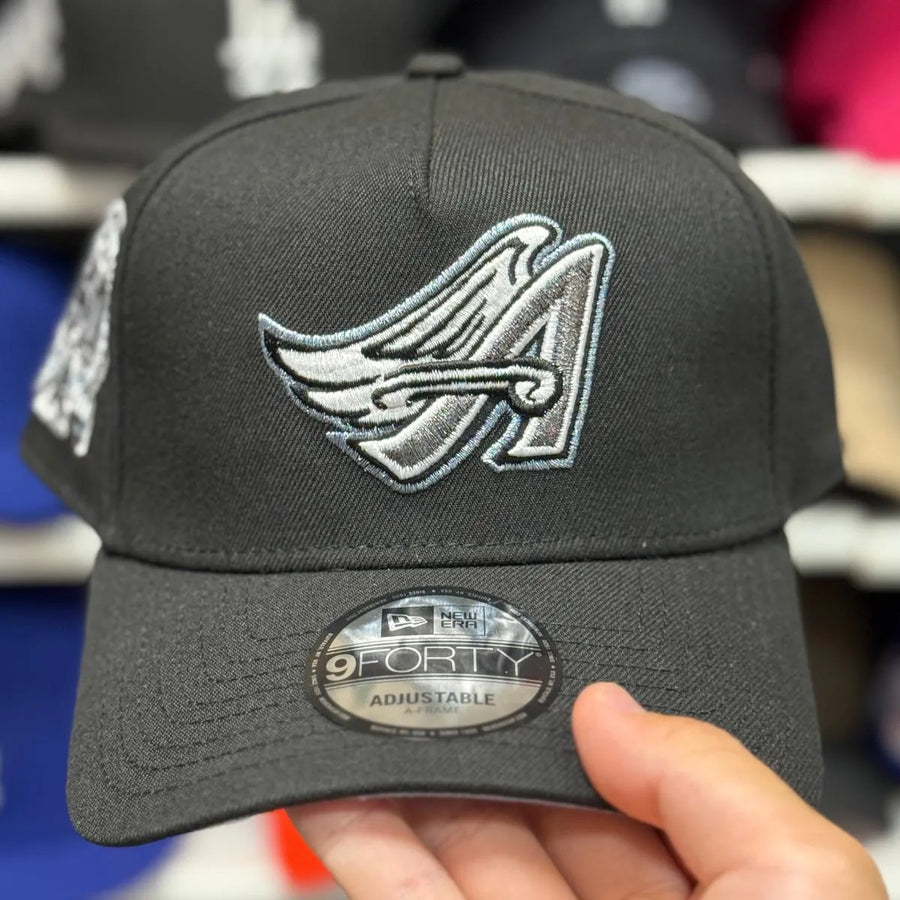 New Era Los Angeles Angels '50th Anniversary' A-Frame Black 9FORTY Snapback | Blue Under Brim - Product Image
