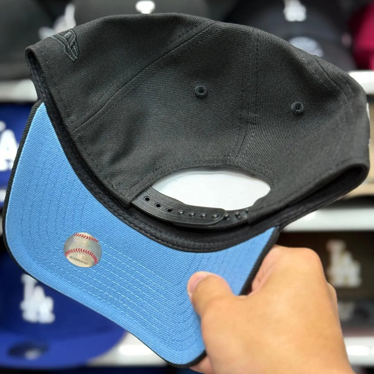 New Era Los Angeles Angels '50th Anniversary' A-Frame Black 9FORTY Snapback | Blue Under Brim - Product Image