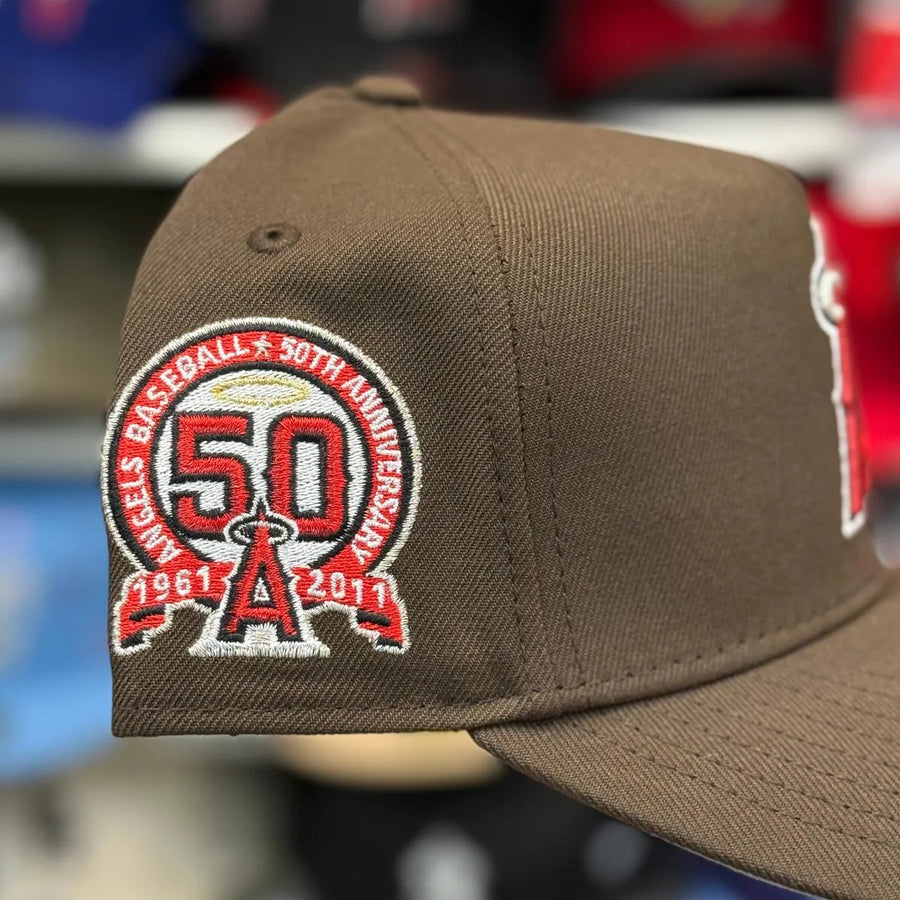 New Era Los Angeles Angels '50th Anniversary' A-Frame Brown/Red 9FORTY Snapback - Product Image