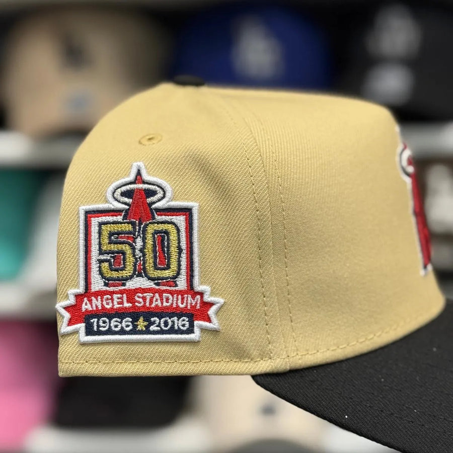 New Era Los Angeles Angels '50th Anniversary' A-Frame Sand/Black 9FORTY Snapback - Product Image