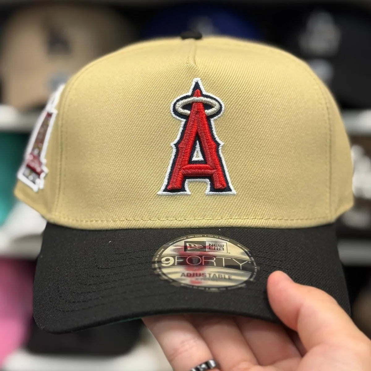New Era Los Angeles Angels '50th Anniversary' A-Frame Sand/Black 9FORTY Snapback - Product Image