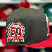 New Era Los Angeles Angels '50th Anniversary' Black/Red Chrome Stitch 9FIFTY Snapback - Product Image