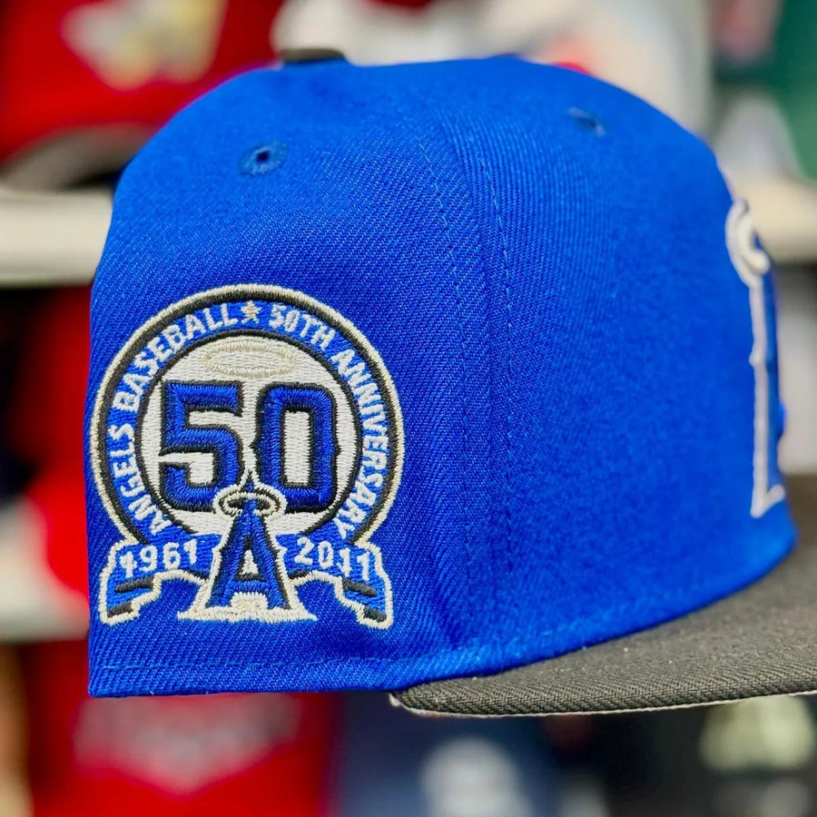 New Era Los Angeles Angels '50th Anniversary' Blue/Black Chrome Stitch 9FIFTY Snapback - Product Image