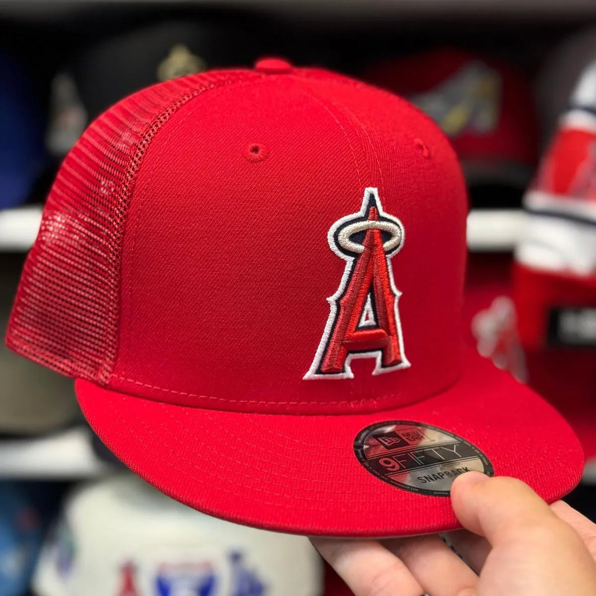 New Era Los Angeles Angels Red 9FIFTY Trucker Snapback - Product Image