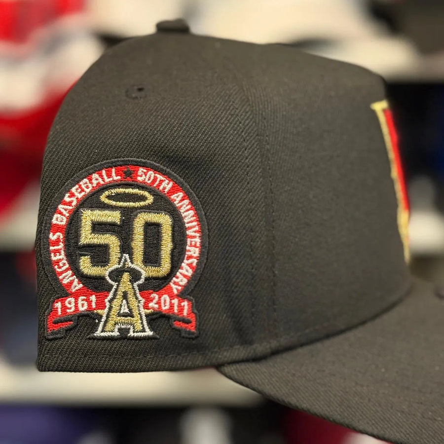 New Era Los Angeles Angels Upside Down Logo '50th Anniversary' A-Frame 9FORTY Snapback | Red Under Brim - Product Image