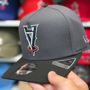 New Era Los Angeles Angels Upside Down Logo '50th Anniversary' A-Frame Grey/Black 9FIFTY Snapback | Glow in the Dark - Product Image