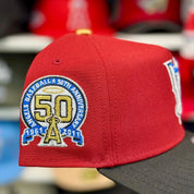 New Era Los Angeles Angels Upside Down Logo '50th Anniversary' A-Frame Red/Black 9FORTY Snapback - Product Image