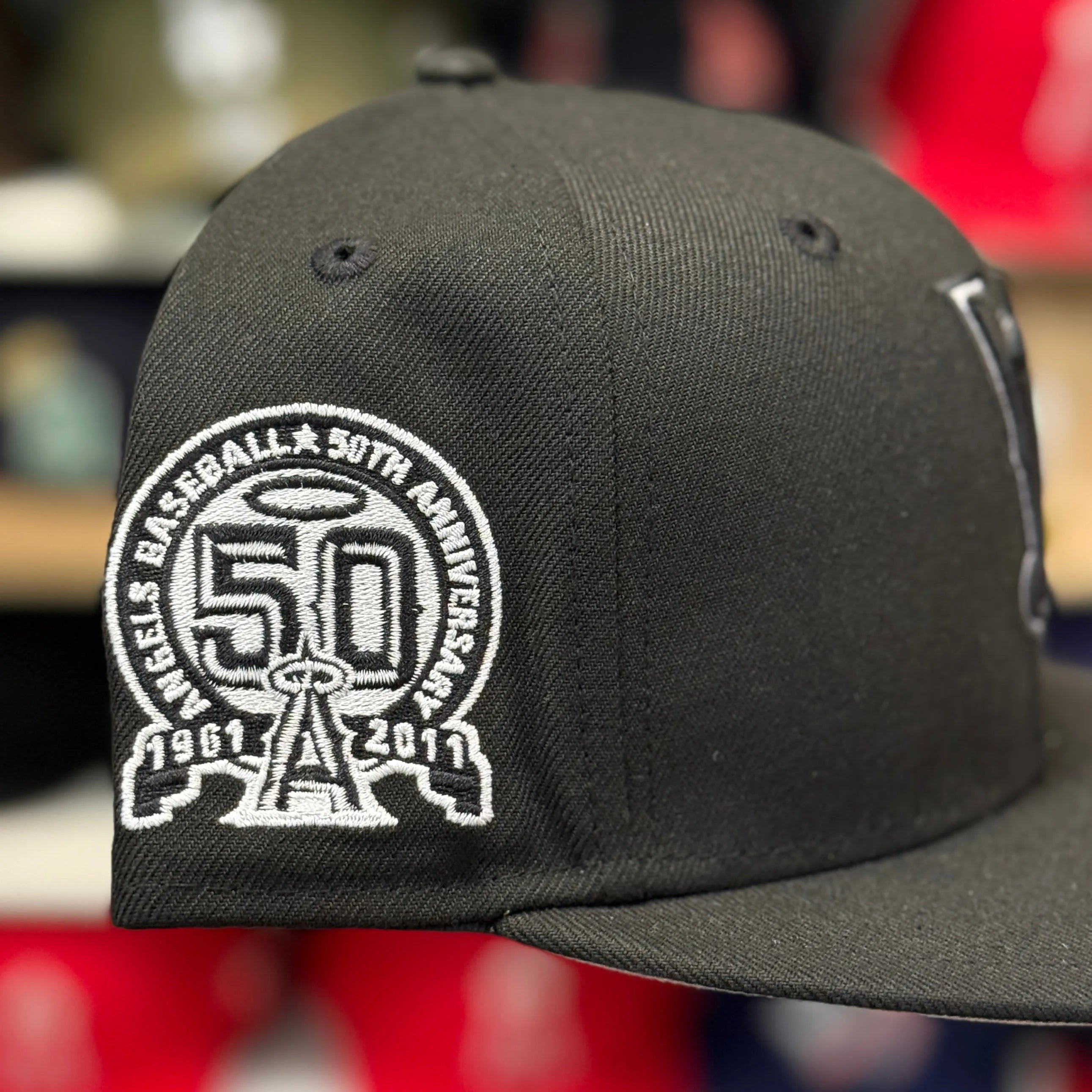 New Era Los Angeles Angels Upside Down Logo '50th Anniversary' Black 9FIFTY Snapback - Product Image
