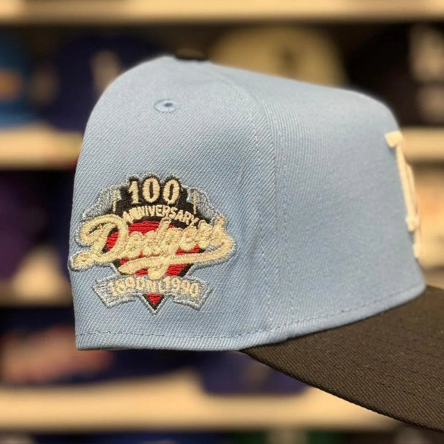 New Era Los Angeles Dodgers '100th Anniversary' A-Frame Baby Blue/Black 9FORTY Snapback - Product Image