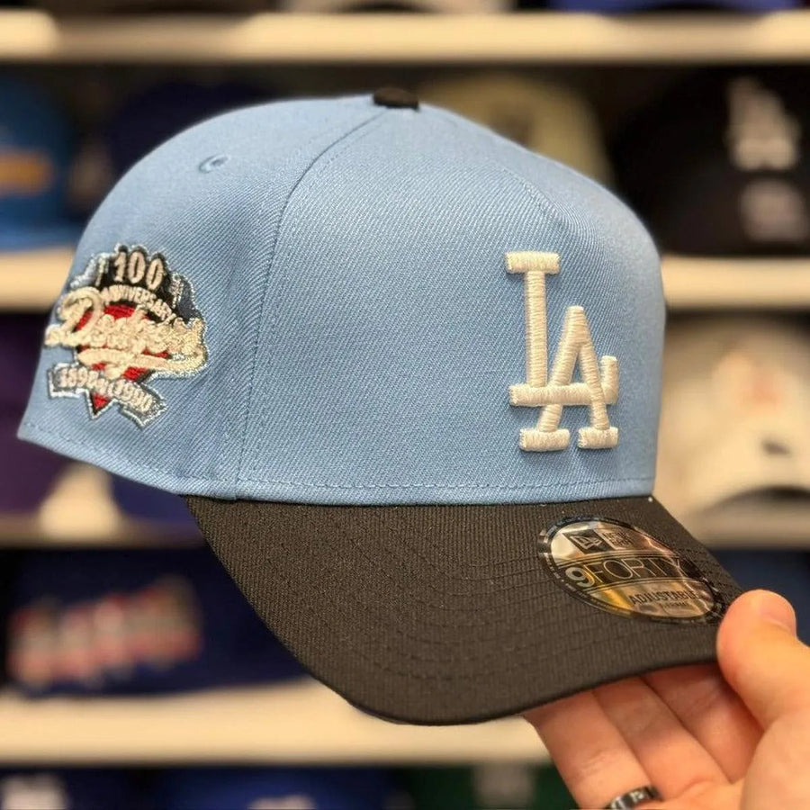 New Era Los Angeles Dodgers '100th Anniversary' A-Frame Baby Blue/Black 9FORTY Snapback - Product Image