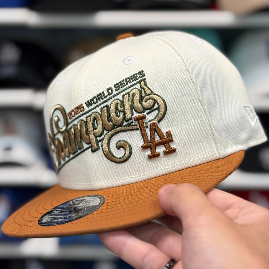 New Era Los Angeles Dodgers '2025 World Series Champions' Creme/Earthy Brown 9FIFTY Snapback - Product Image