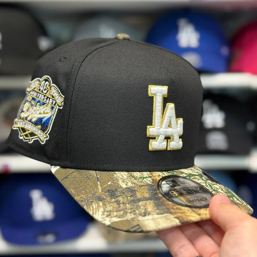 New Era Los Angeles Dodgers '40th Anniversary' A-Frame Black/Realtree Camo 9FIFTY Snapback - Product Image