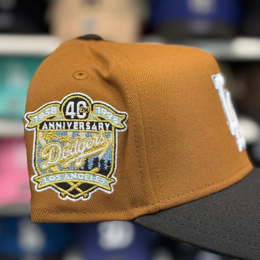 New Era Los Angeles Dodgers '40th Anniversary' A-Frame Tan/Black 9FORTY Snapback | Glow in the Dark - Product Image