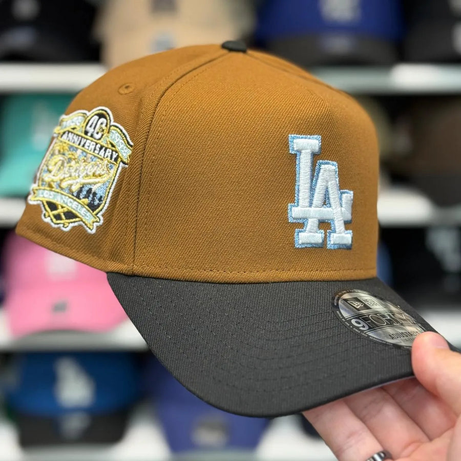 New Era Los Angeles Dodgers '40th Anniversary' A-Frame Tan/Black 9FORTY Snapback | Glow in the Dark - Product Image