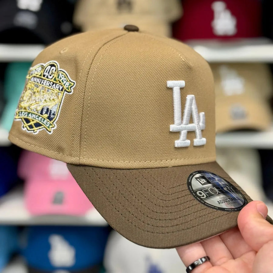 New Era Los Angeles Dodgers '40th Anniversary' A-Frame Tan/Brown 9FORTY Snapback - Product Image