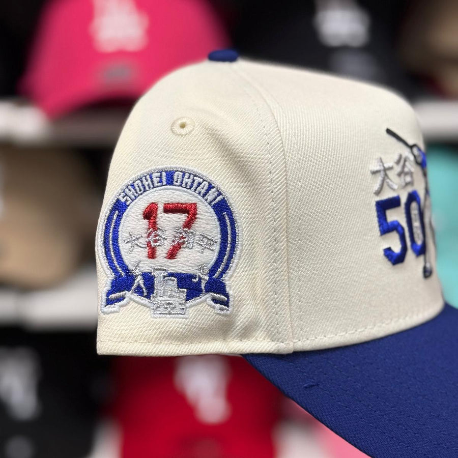 New Era Los Angeles Dodgers '50-50 Shohei Ohtani' A-Frame Creme/Blue 9FORTY Snapback - Product Image