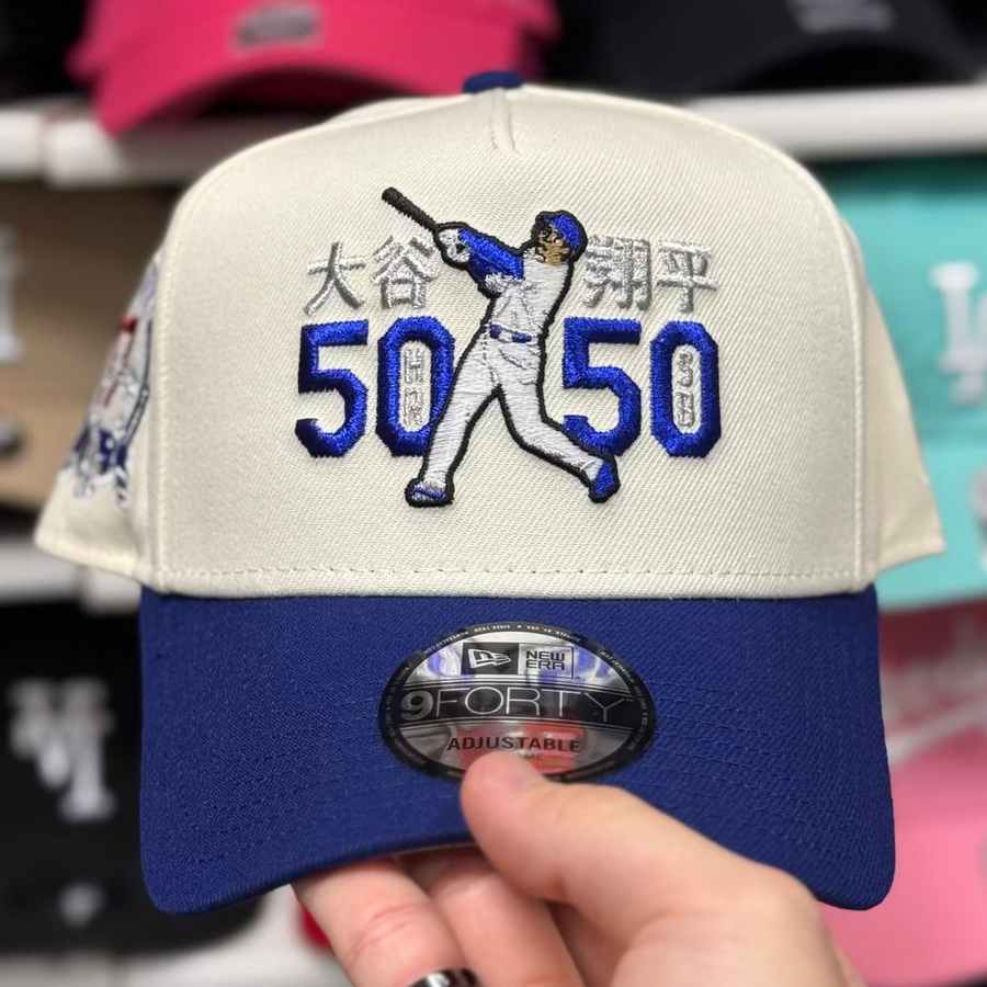 New Era Los Angeles Dodgers '50-50 Shohei Ohtani' A-Frame Creme/Blue 9FORTY Snapback - Product Image