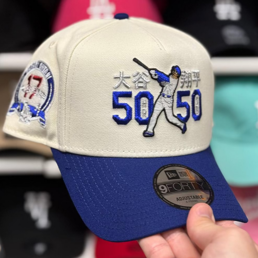 New Era Los Angeles Dodgers '50-50 Shohei Ohtani' A-Frame Creme/Blue 9FORTY Snapback - Product Image
