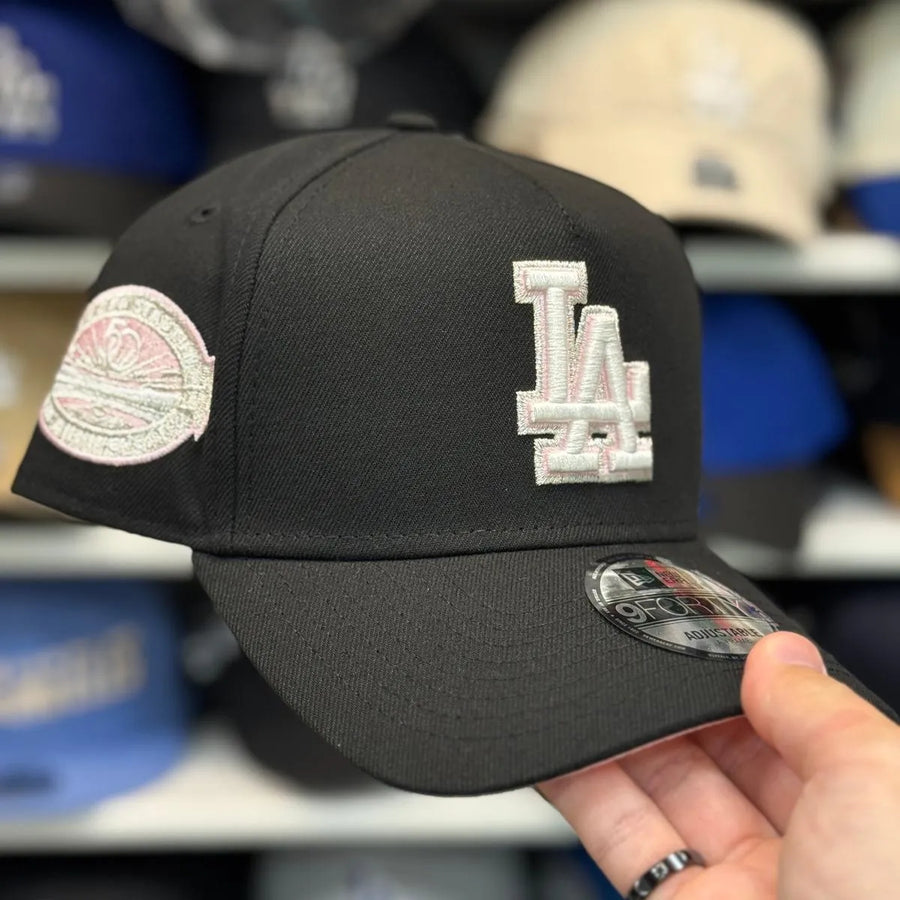 New Era Los Angeles Dodgers '50th Anniversary' A-Frame Black/Pink Chrome 9FORTY Snapback | Glow in the Dark - Product Image