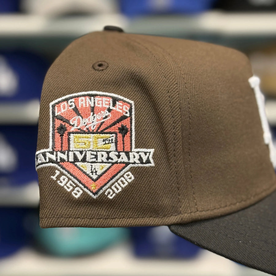 New Era Los Angeles Dodgers '50th Anniversary' A-Frame Brown/Black 9FORTY Snapback - Product Image