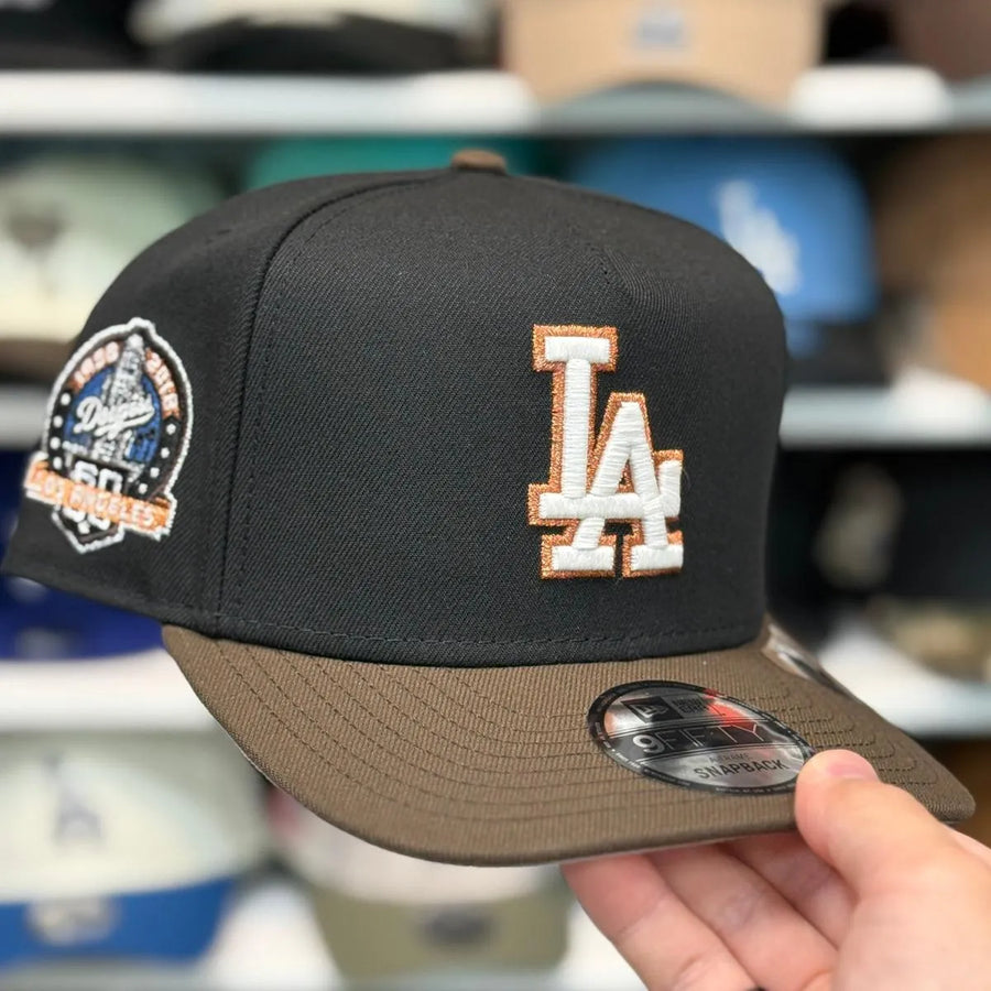 New Era Los Angeles Dodgers '60th Anniversary' A-Frame Black/Brown 9FIFTY Snapback - Product Image