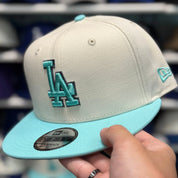 New Era Los Angeles Dodgers Creme/Turquoise 9FIFTY Snapback - Product Image