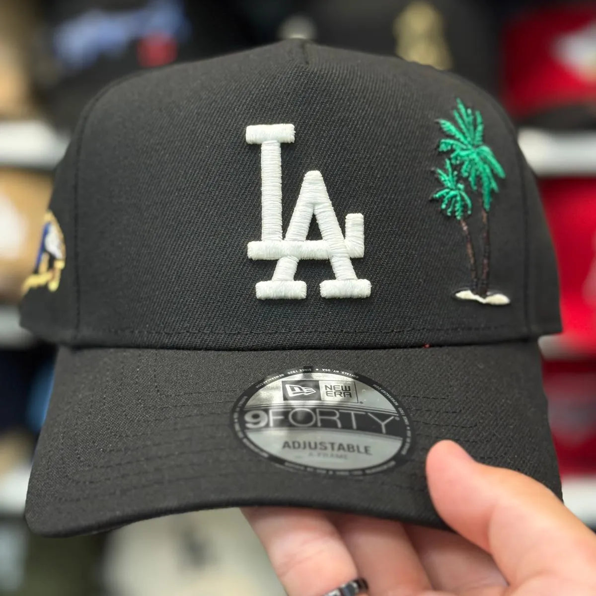 New Era Los Angeles Dodgers 'Lowrider Palm Tree' A-Frame Black 9FORTY Snapback | Blue Under Brim - Product Image