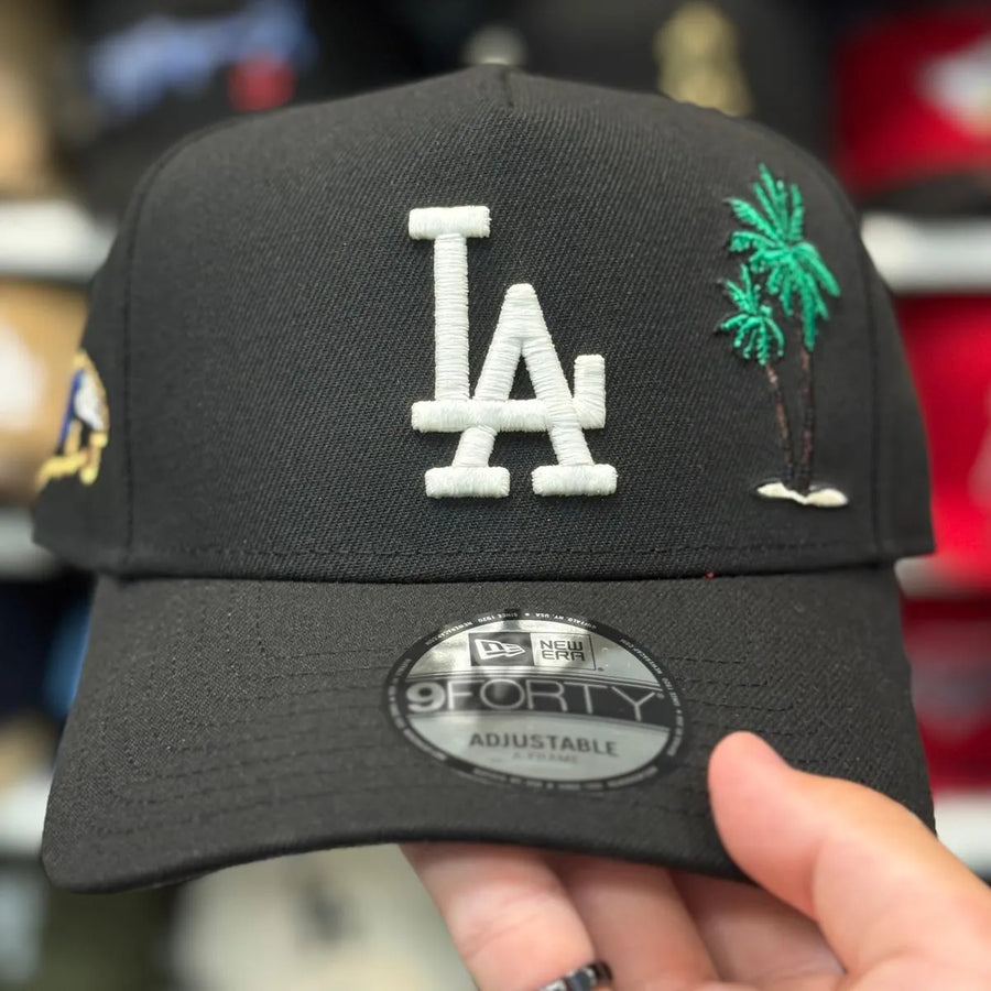 New Era Los Angeles Dodgers 'Lowrider Palm Tree' A-Frame Black 9FORTY Snapback | Blue Under Brim - Product Image