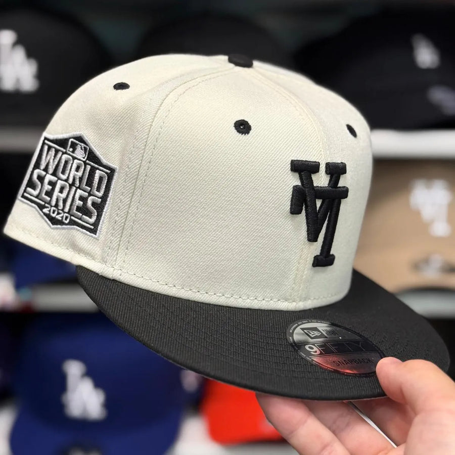 New Era Los Angeles Dodgers Upside Down Logo '2020 World Series' Creme/Black 9FIFTY Snapback - Product Image