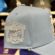 New Era Los Angeles Dodgers Upside Down Logo '40th Anniversary' A-Frame Baby Blue/White 9FORTY Snapback - Product Image