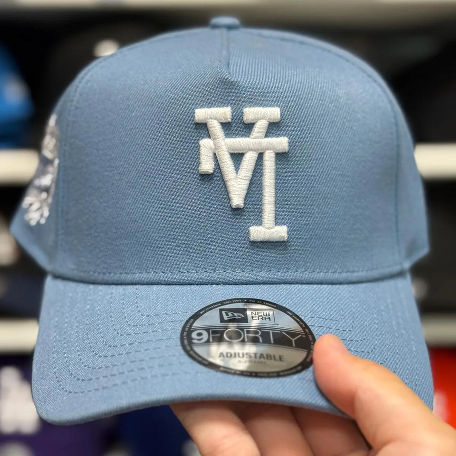 New Era Los Angeles Dodgers Upside Down Logo '40th Anniversary' A-Frame Baby Blue/White 9FORTY Snapback - Product Image