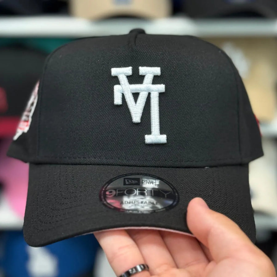 New Era Los Angeles Dodgers Upside Down Logo '60th Anniversary' A-Frame Black/White 9FORTY Snapback - Product Image