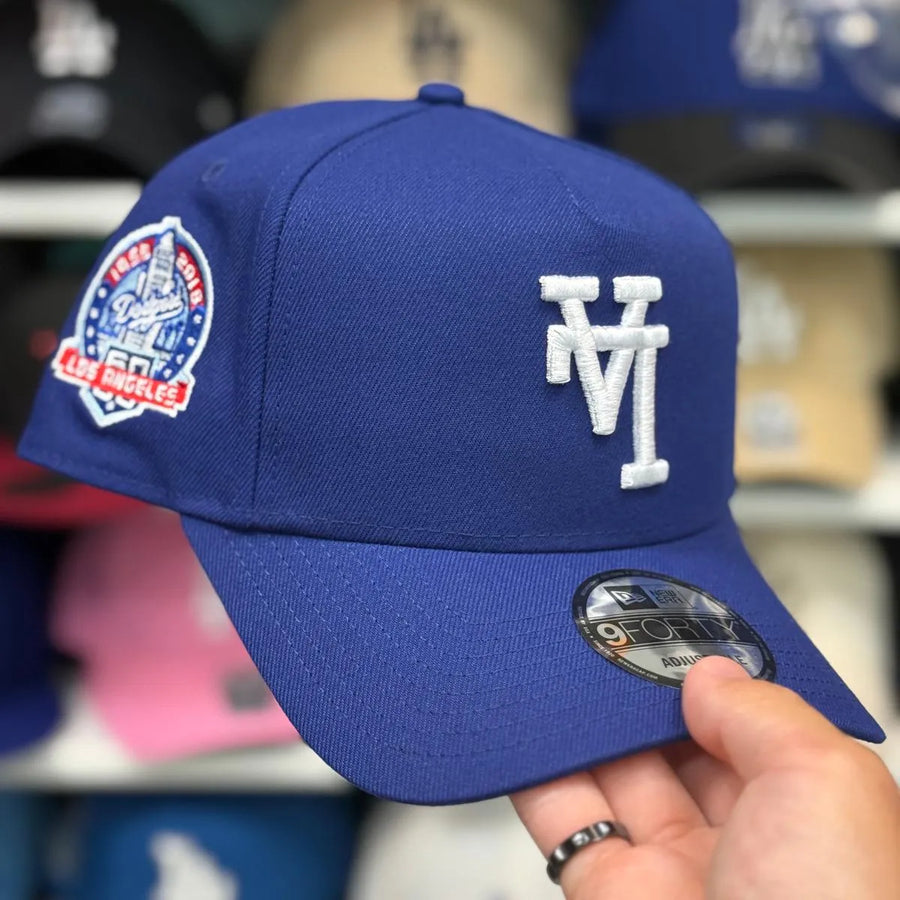 New Era Los Angeles Dodgers Upside Down Logo '60th Anniversary' A-Frame Blue/White 9FORTY Snapback - Product Image