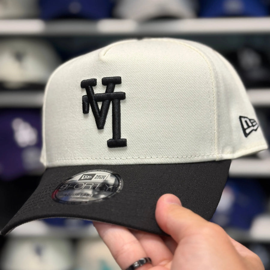 New Era Los Angeles Dodgers 'Upside Down Logo' A-Frame Creme/Black 9FORTY Snapback - Product Image