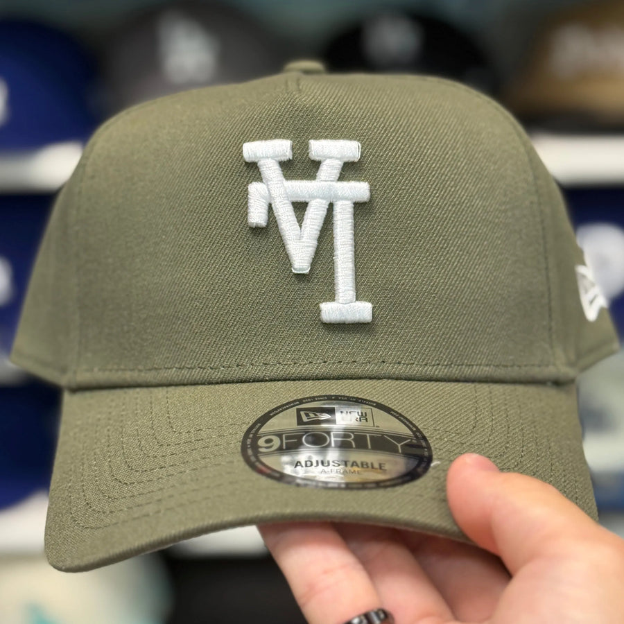 New Era Los Angeles Dodgers 'Upside Down Logo' A-Frame Olive 9FORTY Snapback - Product Image