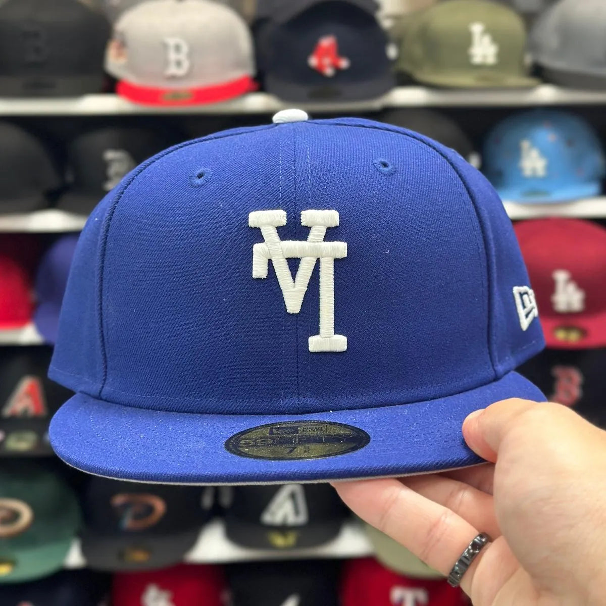 New Era Los Angeles Dodgers 'Upside Down Logo' Blue 59FIFTY Fitted Hat - Product Image