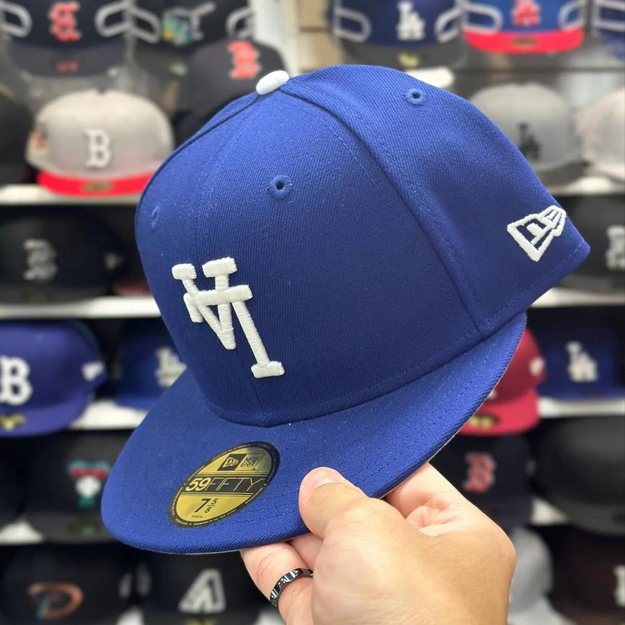 New Era Los Angeles Dodgers 'Upside Down Logo' Blue 59FIFTY Fitted Hat - Product Image
