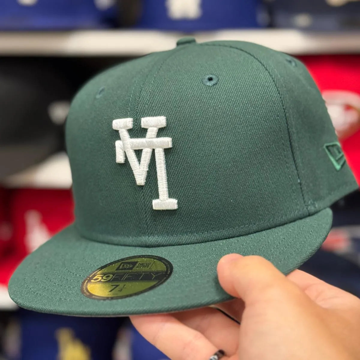 New Era Los Angeles Dodgers 'Upside Down Logo' Dark Green 59FIFTY Fitted Hat - Product Image