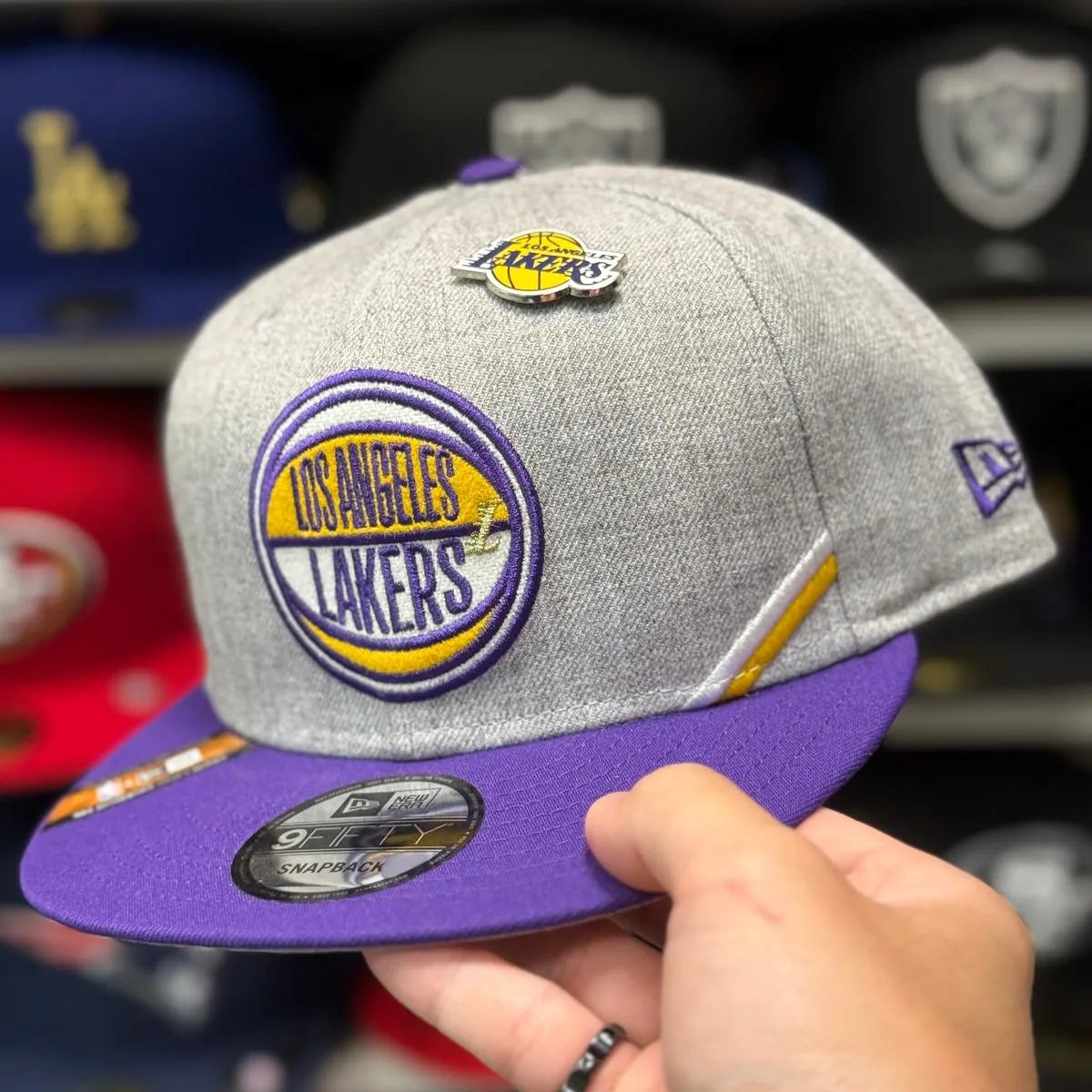 New Era Los Angeles Lakers 'Draft Day' Heather Gray/Purple 9FIFTY Snapback - Product Image