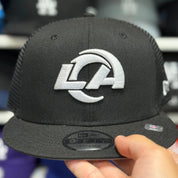 New Era Los Angeles Rams Black/White 9FIFTY Trucker Snapback - Product Image