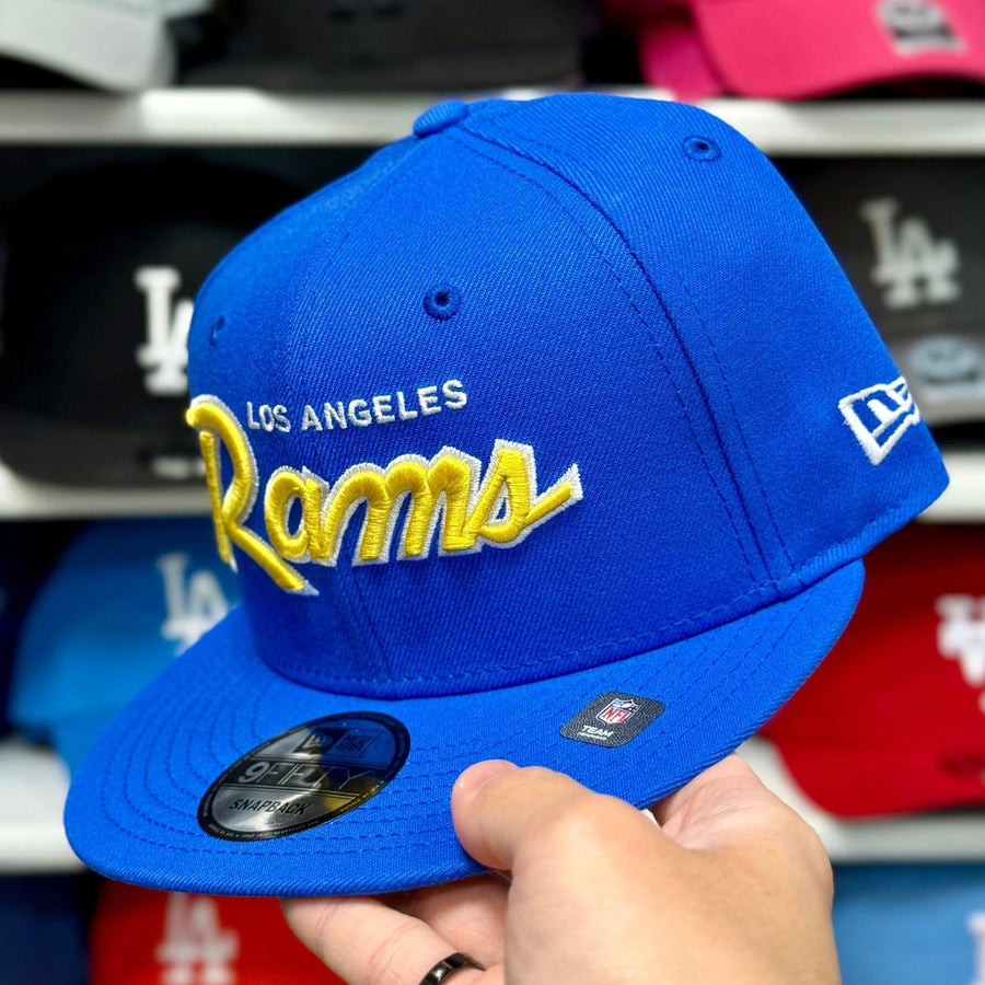 New Era Los Angeles Rams 'Script Logo' Blue/Yellow 9FIFTY Snapback - Product Image