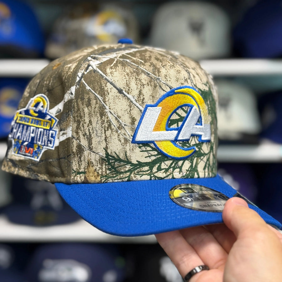 New Era Los Angeles Rams 'Super Bowl LVI Champions' A-Frame Realtree/Blue 9FIFTY Snapback - Product Image