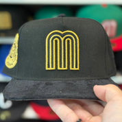 New Era Mexico 'Aztec' A-Frame Black Suede 9FIFTY Snapback - Product Image