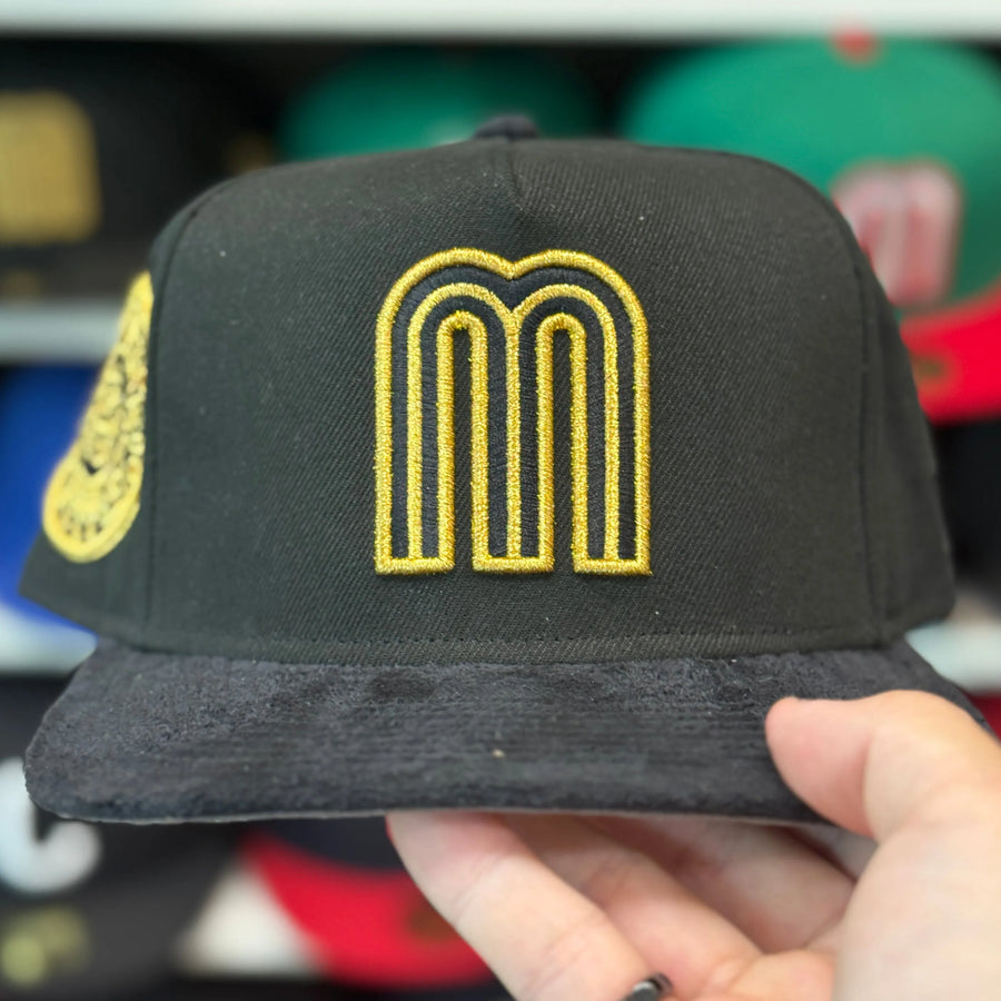 New Era Mexico 'Aztec' A-Frame Black Suede 9FIFTY Snapback - Product Image