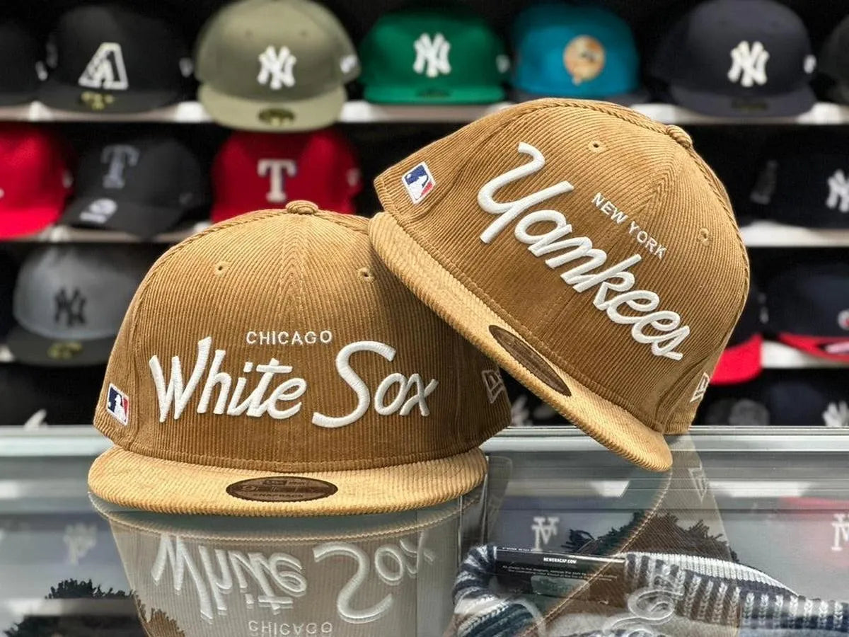 New Era New York Yankees 'Script Logo Corduroy' Beige 9FIFTY Snapback - Product Image