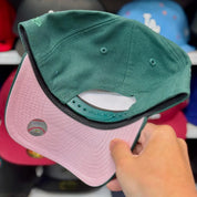 New Era New York Yankees 'World Series' A-Frame Green 9FORTY Snapback | Pink Under-brim - Product Image