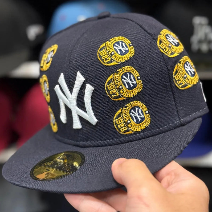 New Era New York Yankees 'World Series Champions Ring' Navy 59FIFTY Fitted Hat | Gold Silk Inline - Product Image