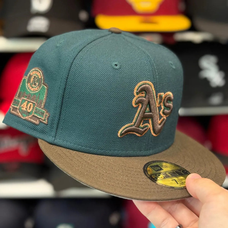 New Era Oakland Athletics '40th Anniversary' Dark Green/Copper 59FIFTY Fitted Hat - Product Image